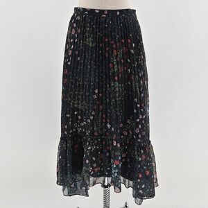 Joie Noora Midnight Navy Floral Midi Skirt Size 6 Bohemian Romantic Asymmetrical